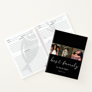 Beste Familie Recept Collage Foto Zwart Script Notitieboek