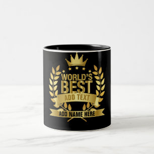 Beste familielid ter wereld Zwart en goud 5 sterre Tweekleurige Koffiemok