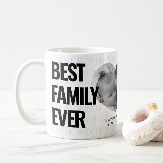 Beste Family Photo Collage en aangepaste tekst Koffiemok (Met donut)