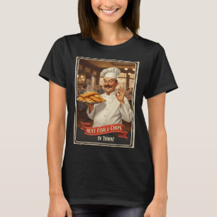 BESTE FISH & CHIPS IN DE STAD! â€“ Vintage 1950s P T-shirt
