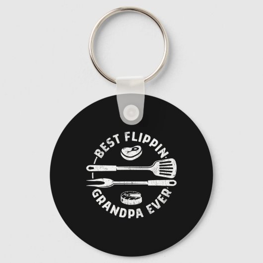 Beste Flippin Opa Ooit Grappige BBQ Grillen Smoki Sleutelhanger (Voorkant)