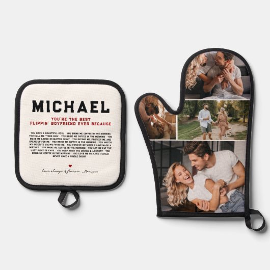 Beste flippin' vriendje ooit | 4 Foto Ovenwant & Pannenlap Set (Voorkant)