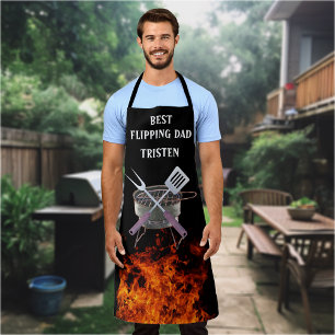 Beste Flipping Vader Vlam Naam Monogram Grill BBQ  Schort