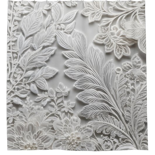 Beste Floral wit douchegordijn (Voorkant)