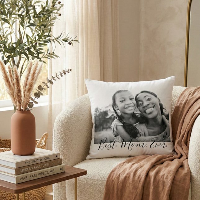 Beste foto van Mam Ever Black en White Script Kussen (Creator heeft geüpload)