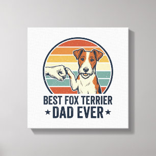 Beste Fox Terrier Vader Ooit Vintage Hond Liefhebb Canvas Afdruk