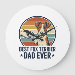 Beste Fox Terrier Vader Ooit Vintage Hond Liefhebb Grote Klok