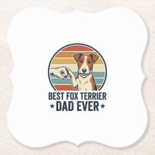 Beste Fox Terrier Vader Ooit Vintage Hond Liefhebb Kartonnen Onderzetters