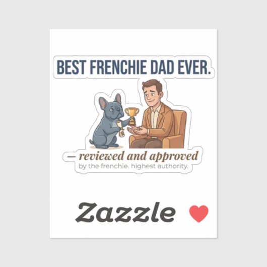 Beste Franse Papa Grappige Hond Award Sticker (Vel)