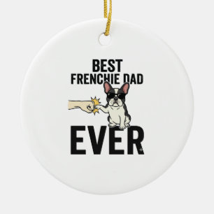 Beste Franse papa ooit grappig Bulldog Shirt ontwe Keramisch Ornament