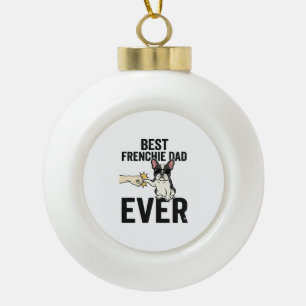 Beste Franse papa ooit grappig Bulldog Shirt ontwe Keramische Bal Ornament