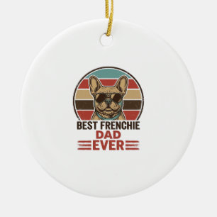 Beste Franse papa ooit vintage bulldog shirt_1 Keramisch Ornament