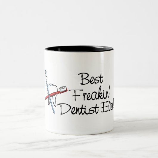 Beste Freakin Dentist Ever Tweekleurige Koffiemok (Center)
