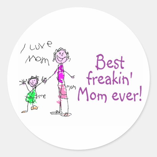 Beste Freakin-mam ooit (Kind) Ronde Sticker (Voorkant)