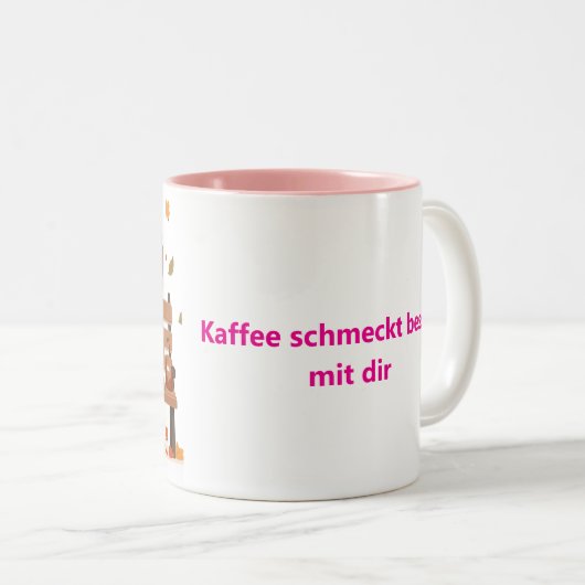 Beste Freundinnen-Tasse – Gemeinsam Lachen & Kaffe Tweekleurige Koffiemok (Voorkant rechts)