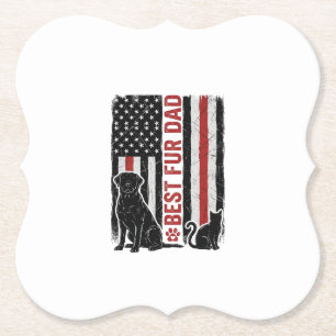 Beste Fur Vader Vintage Vlag Hond Kat Shirt Ontwer Kartonnen Onderzetters