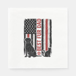 Beste Fur Vader Vintage Vlag Hond Kat Shirt Ontwer Servet