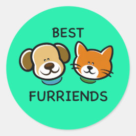 Beste Furriends – Cute Hond & Kat  Ronde Sticker