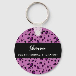 Beste fysieke therapist roze luipaard printcadeau sleutelhanger