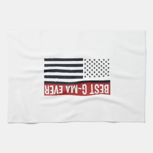 Beste G-Ma Ooit Patriotische Vlag Vectorontwerp_1 Theedoek