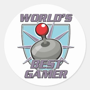 Beste gamer retro logo ter wereld ronde sticker