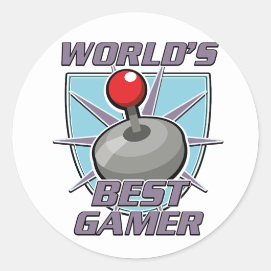 Beste gamer retro logo ter wereld ronde sticker (Voorkant)