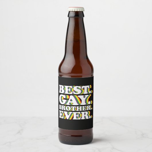 Beste Gay Brother Ooit Familie LGBTQ Pride Rainbow Bier Etiket (Voorkant)