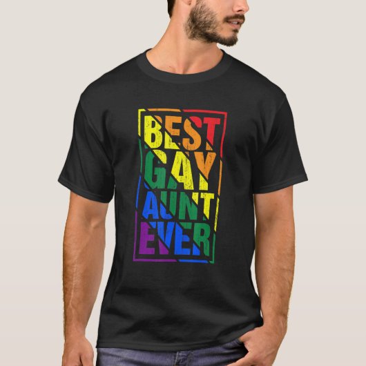 Beste Gay Tante Ooit LGBT Pride Rainbow Flag Famil T-shirt (Voorkant)