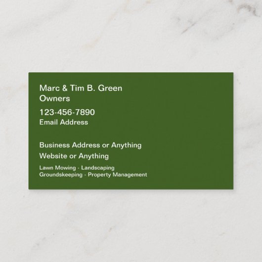 Beste gazon en grondbewaring Visitekaartjes (Achterkant)
