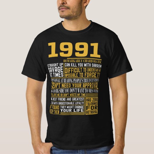 Beste geboren in 1991 Feiten voor Mannen, vrouwen, T-shirt (Voorkant)