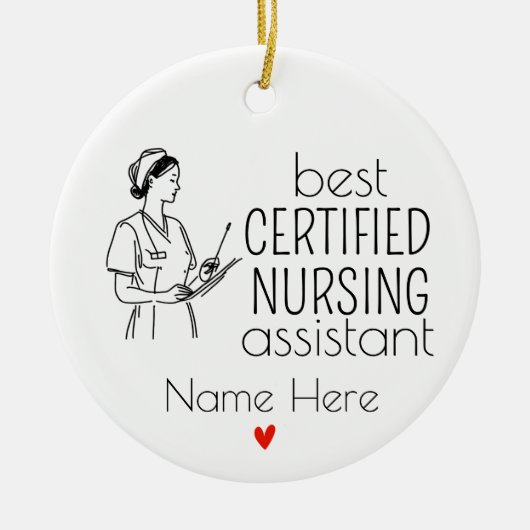 Beste gecertificeerde verpleegassistent keramisch ornament (Voorkant)