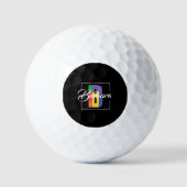 Beste gekleurde monogram initiaal letter B zwart Golfballen (Voorkant)