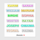 Beste gekleurde vetgedrukte scriptnamen, modern wa sticker (Vel)