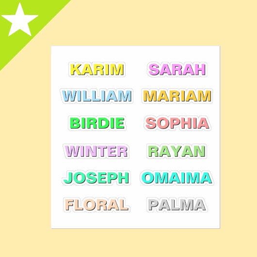 Beste gekleurde vetgedrukte scriptnamen, modern wa sticker