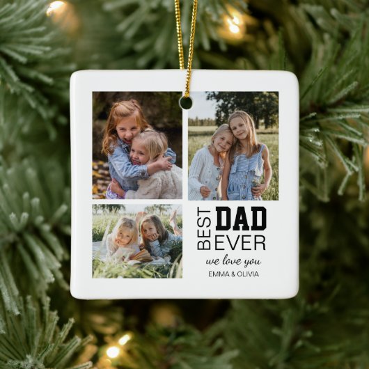 Beste gepersonaliseerde foto's van papa keramisch ornament (Boom)
