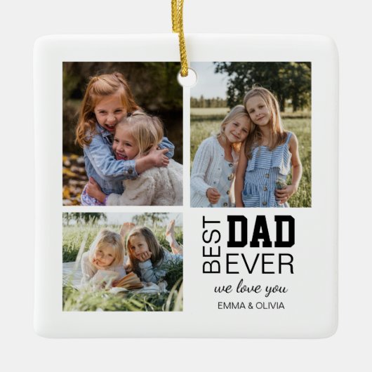 Beste gepersonaliseerde foto's van papa keramisch ornament (Voorkant)