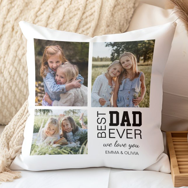 Beste gepersonaliseerde foto's van papa kussen (Create your own Personalized Photos Best Dad Ever Throw Pillow by MINTIC DESIGN STUDIO)