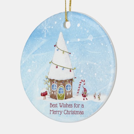 Beste gepersonaliseerde kerst met gnoomscène keramisch ornament (Links)