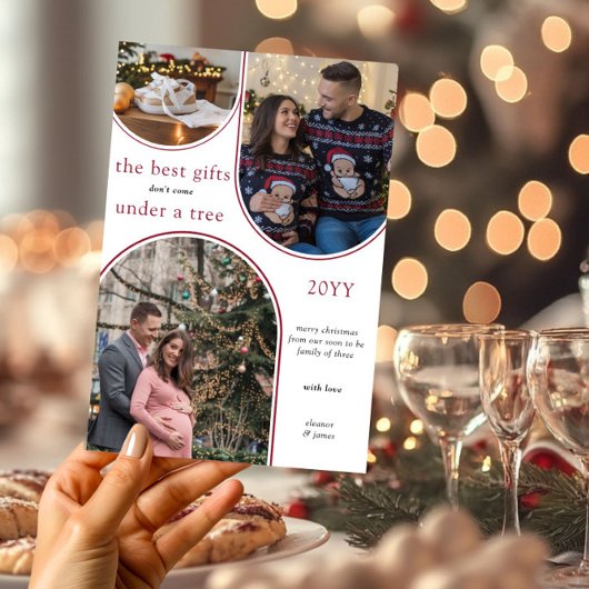 Beste geschenken 3 boog foto moderne kerst zwanger feestdagenkaart