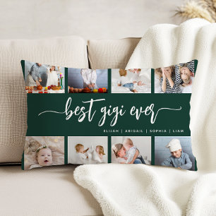 Beste Gigi Ooit 8 Foto Collage Donkergroen Accent Kussen