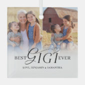 Beste Gigi Ooit Gepersonaliseerd 2 Foto Collage Ca Glas Ornament (Voorkant)
