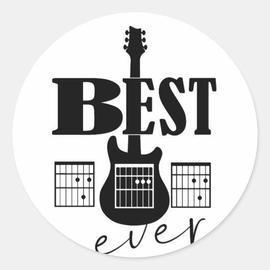 beste gitaar vader ooit akkoorden beste rockster v ronde sticker (Voorkant)