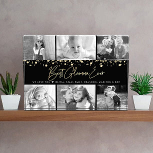 Beste Glamma Ever Gold Glitter Custom Collage 6 Fotoblokken