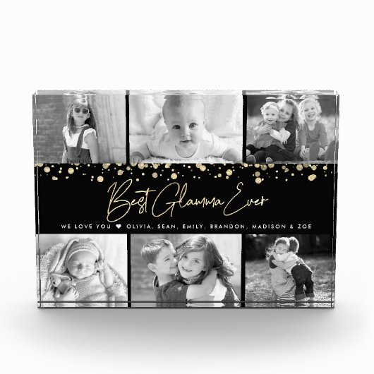 Beste Glamma Ever Gold Glitter Custom Collage 6 Fotoblokken (Voorkant)