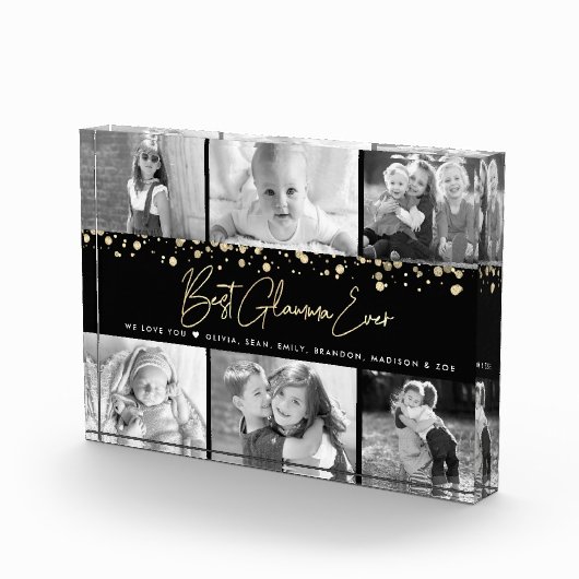 Beste Glamma Ever Gold Glitter Custom Collage 6 Fotoblokken (Rechts)