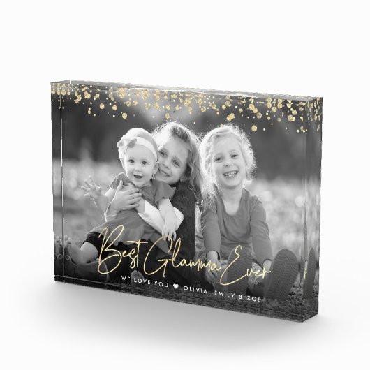 Beste Glamma Ever Gold Glitter Script - Aangepaste Fotoblokken (Rechts)