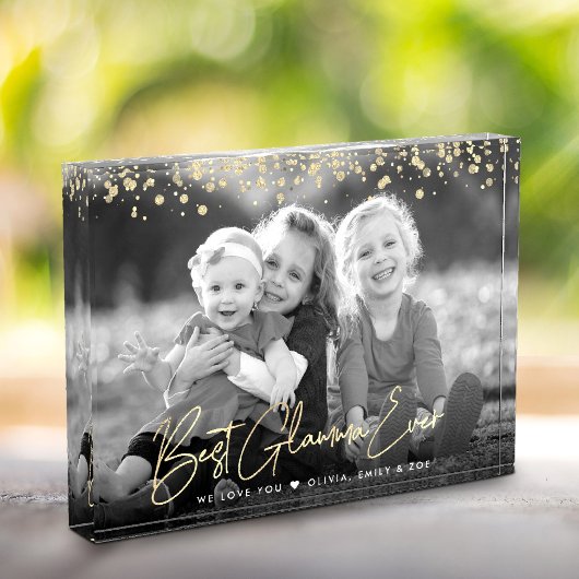 Beste Glamma Ever Gold Glitter Script - Aangepaste Fotoblokken