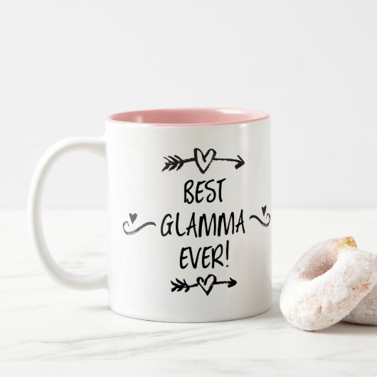 Beste Glamma Ever Tweekleurige Koffiemok (Met donut)