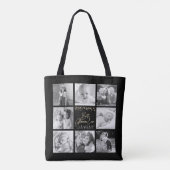 Beste Glamma ooit 8 Foto Collage Gold Glitter Chic Tote Bag (Achterkant)