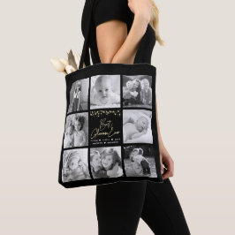 Beste Glamma ooit 8 Foto Collage Gold Glitter Chic Tote Bag